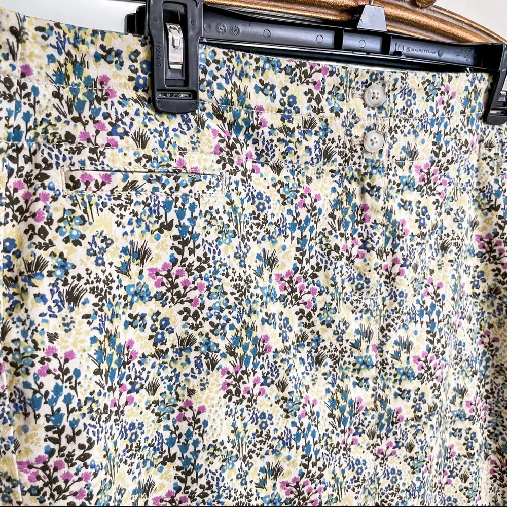 J. Jill Live-In Chino Ditsy Floral Pencil Skirt in Seasalt Size 14P